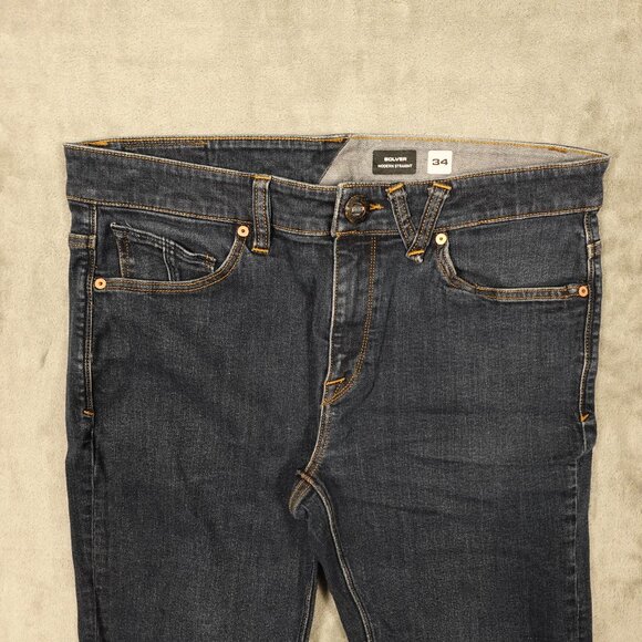 Volcom jeans Solver modern straight men's 34 blue denim - Picture 2 of 14